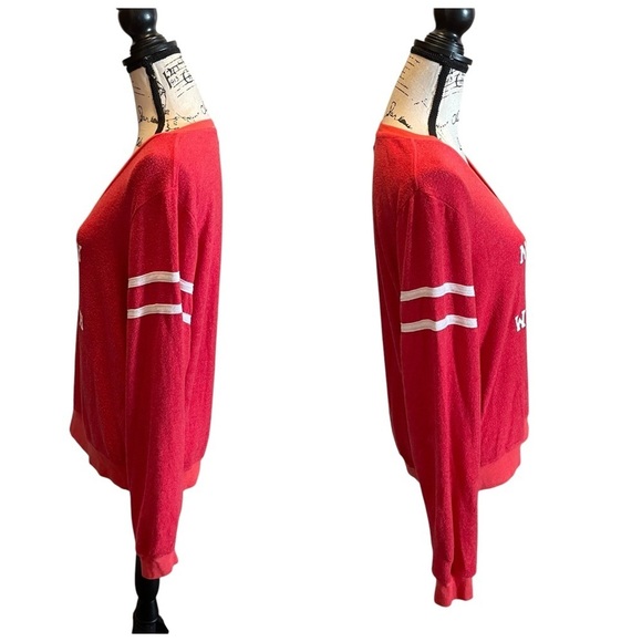 Wildfox Naughty Nice Whatever Baggy Beach Jumper Shirt Red Stripe Size Medium - Picture 7 of 13